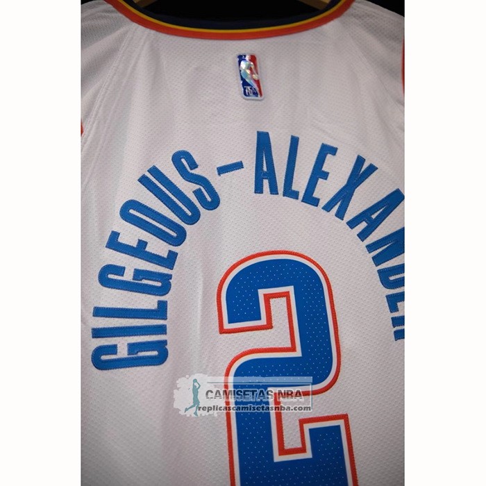 Camiseta Oklahoma City Thunder Shai Gilgeous-Alexander NO 2 Association Autentico Blanco